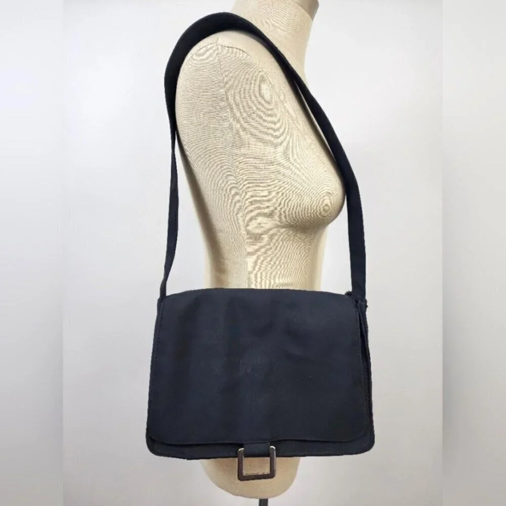Black Nylon Shoulder Bag Crossbody Purse